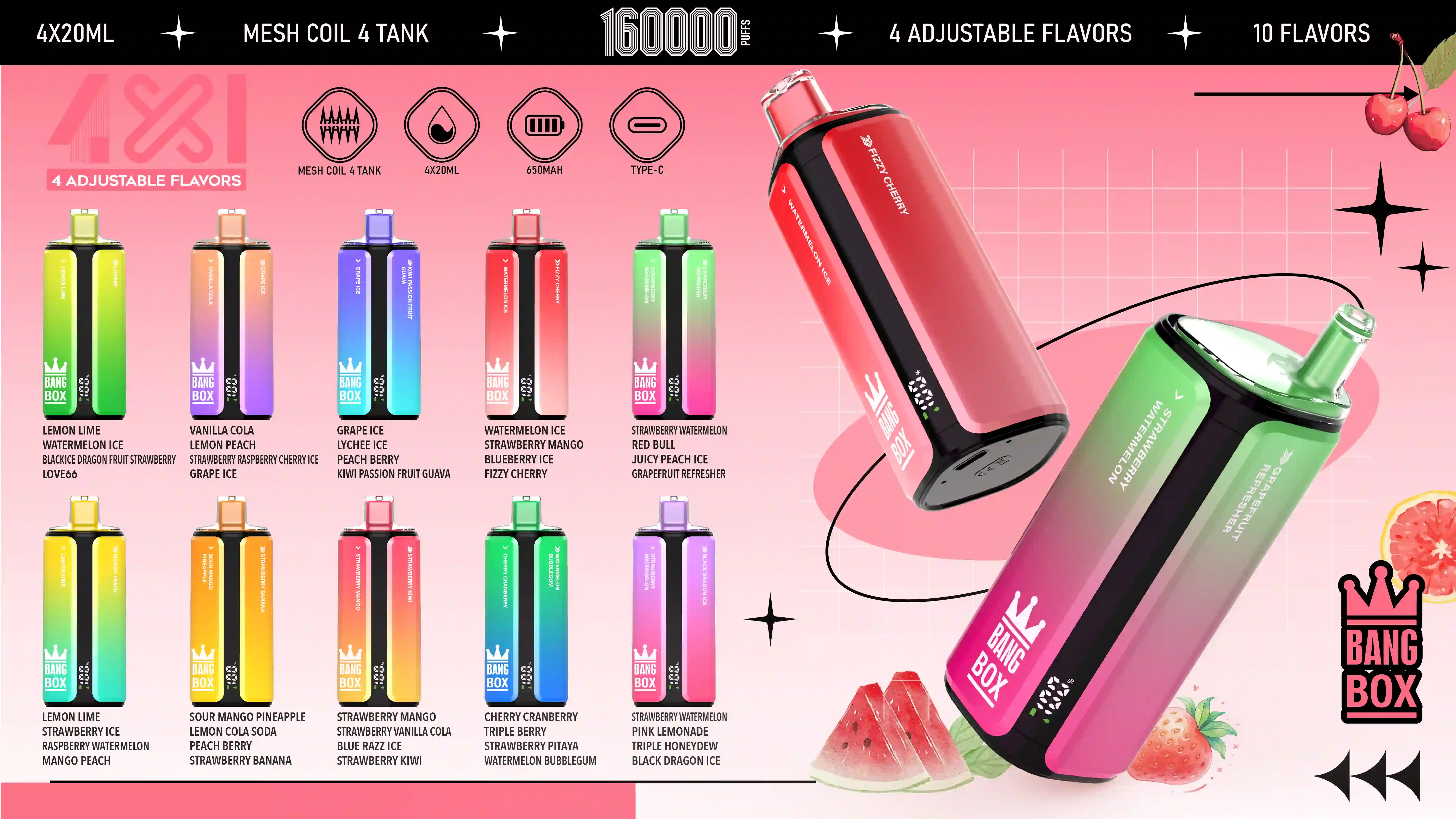 BANG BOX 160k Puffs 4in1 Vape قیمت پاف